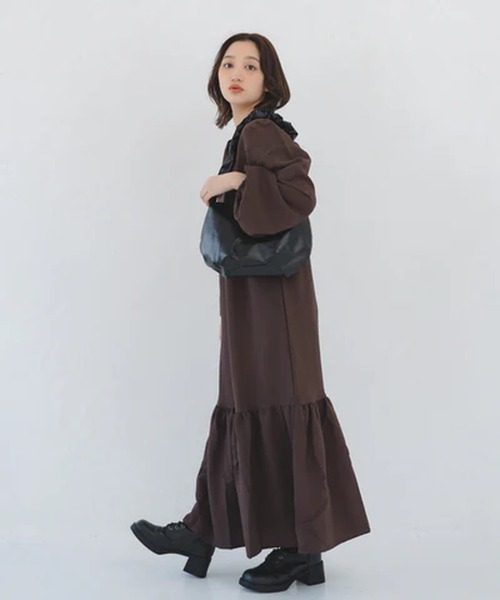 merrylatte(メリーラテ)の「シンプルティアードワンピース【IROHANI】(ワンピース・レディース・ブラウン・FREE)」の1枚目の写真