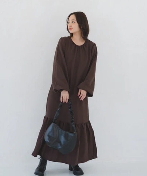merrylatte(メリーラテ)の「シンプルティアードワンピース【IROHANI】(ワンピース・レディース・ブラウン・FREE)」の3枚目の写真