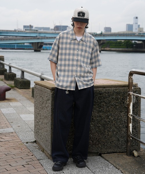 Bleme（ブレム）の「サマードレープ ルーズフィット オンブレチェックシャツ（シャツ/ブラウス・メンズ・ブラック/ネイビー/ライトグリーン・L/M/S/XL）」の12枚目の写真