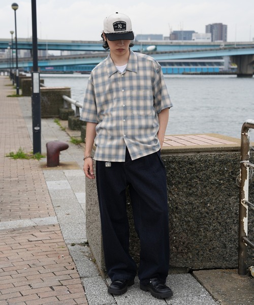 Bleme（ブレム）の「サマードレープ ルーズフィット オンブレチェックシャツ（シャツ/ブラウス・メンズ・ブラック/ネイビー/ライトグリーン・L/M/S/XL）」の13枚目の写真