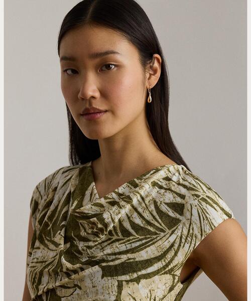 LAUREN RALPH LAUREN(ローレン ラルフ ローレン)の「パームフロンドプリント ジャージー カウルネック ドレス(ワンピース・レディース・グリーン系2・2/0/4/6/8/10/00)」の5枚目の写真
