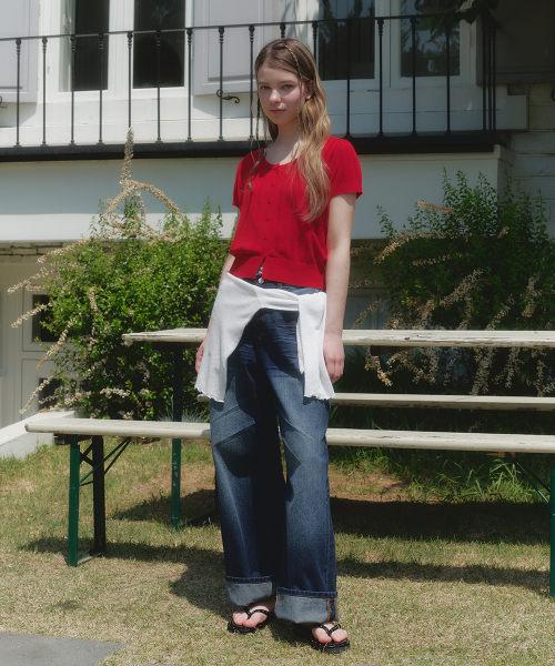 MICANE(ミケーネ)の「ロミショーツスリーブカーディガン(カーディガン/ボレロ・レディース・クリーム/レッド/ネイビー・SMALL/MEDIUM/LARGE/X-LARGE)」の6枚目の写真