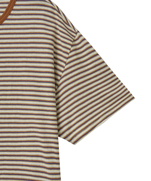 INTEMPOMOOD（インテンポムード）の「ディープストライプクロップTシャツ : 2カラー（Tシャツ/カットソー・メンズ・オレンジ/チャコール・MEDIUM/LARGE）」の7枚目の写真