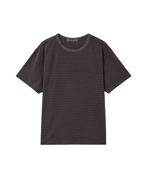 INTEMPOMOOD（インテンポムード）の「ディープストライプクロップTシャツ : 2カラー（Tシャツ/カットソー・メンズ・オレンジ/チャコール・MEDIUM/LARGE）」の10枚目の写真