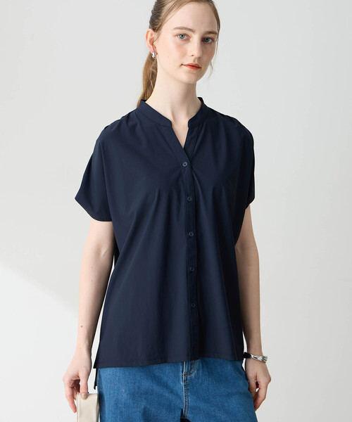 LE SOUK HOLIDAY(ルスークホリデー)の「クールストレッチトリコットスキッパーブラウス【接触冷感・UVカット】(シャツ/ブラウス・レディース・チャコールグレー/ネイビー・M/L)」の8枚目の写真