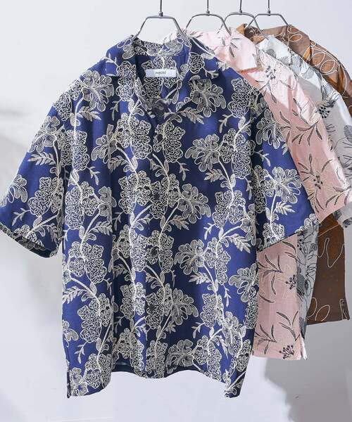 B.C STOCK（ベーセーストック）の「アソートエンブロイダリーオーバーシャツ（シャツ/ブラウス・メンズ・ピンク/ブラウン/ホワイト/ネイビー・MEDIUM/LARGE）」の3枚目の写真