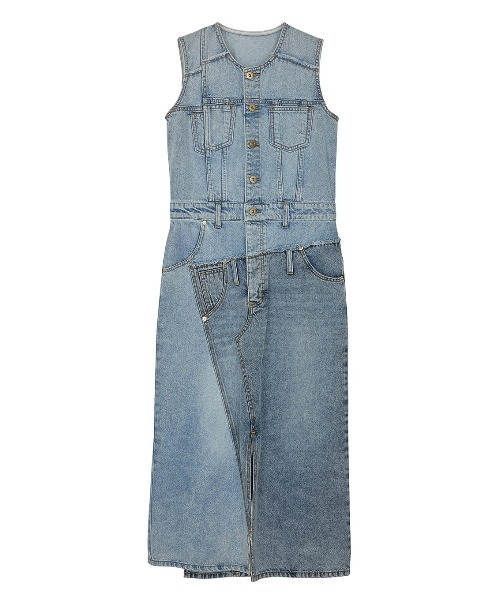 Ameri(アメリ)の「MEDI REMAKE I LINE DENIM DRESS(ワンピース・レディース・ブラウン/ブルー・X-SMALL/MEDIUM/SMALL)」の17枚目の写真