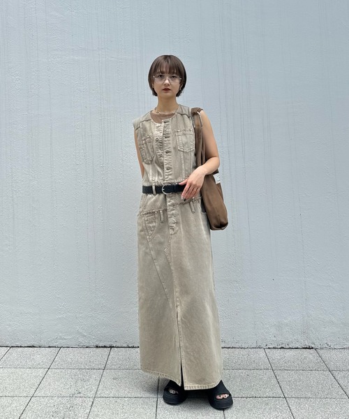 【新品タグ付き】AMERI アメリ オケージョン ドレス M ワンピース 黒 MEDI REMAKE I LINE DENIM DRESS（ワンピース）｜Ameri（アメリ）の