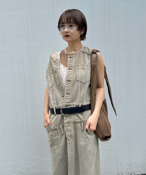 Ameri(アメリ)の「MEDI REMAKE I LINE DENIM DRESS(ワンピース・レディース・ブラウン/ブルー・X-SMALL/MEDIUM/SMALL)」の20枚目の写真
