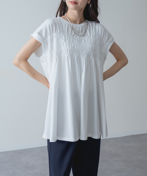 refinedworks(リファインドワークス)の「【refinedworks】贅沢 シャーリング チュニック(Tシャツ/カットソー・レディース・ネイビー/ブラック/ホワイト・FREE)」の11枚目の写真