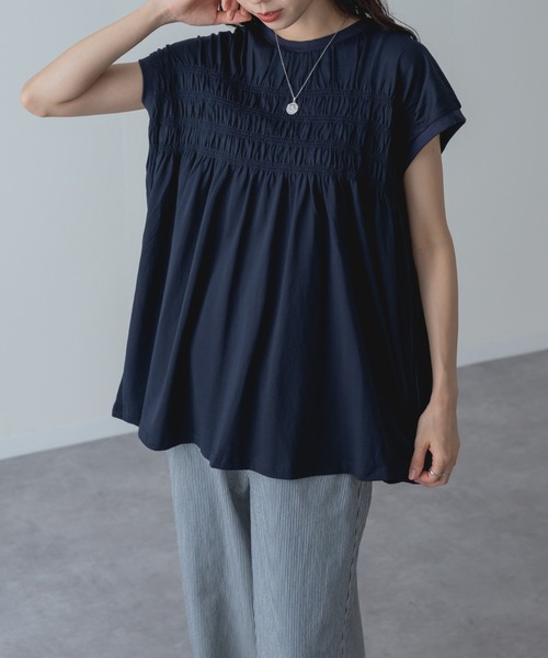 refinedworks(リファインドワークス)の「【refinedworks】贅沢 シャーリング チュニック(Tシャツ/カットソー・レディース・ネイビー/ブラック/ホワイト・FREE)」の13枚目の写真