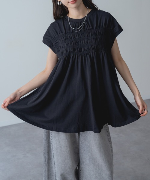 refinedworks(リファインドワークス)の「【refinedworks】贅沢 シャーリング チュニック(Tシャツ/カットソー・レディース・ネイビー/ブラック/ホワイト・FREE)」の17枚目の写真