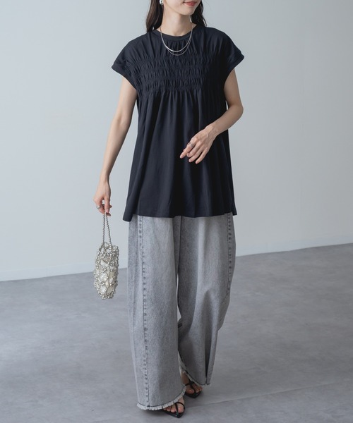 refinedworks(リファインドワークス)の「【refinedworks】贅沢 シャーリング チュニック(Tシャツ/カットソー・レディース・ネイビー/ブラック/ホワイト・FREE)」の18枚目の写真