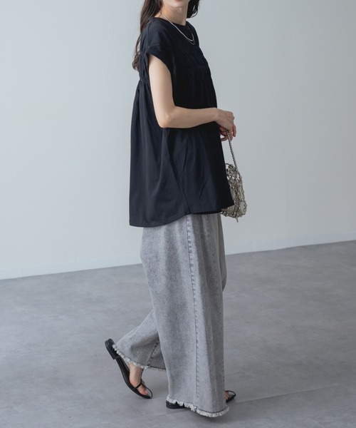 refinedworks(リファインドワークス)の「【refinedworks】贅沢 シャーリング チュニック(Tシャツ/カットソー・レディース・ネイビー/ブラック/ホワイト・FREE)」の19枚目の写真