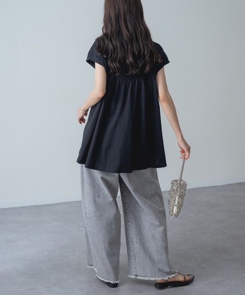 refinedworks(リファインドワークス)の「【refinedworks】贅沢 シャーリング チュニック(Tシャツ/カットソー・レディース・ネイビー/ブラック/ホワイト・FREE)」の20枚目の写真
