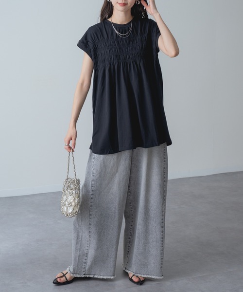 refinedworks(リファインドワークス)の「【refinedworks】贅沢 シャーリング チュニック(Tシャツ/カットソー・レディース・ネイビー/ブラック/ホワイト・FREE)」の21枚目の写真