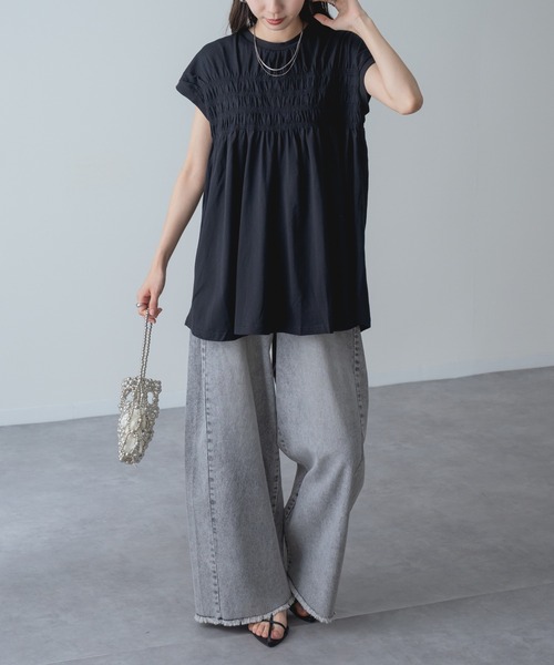 refinedworks(リファインドワークス)の「【refinedworks】贅沢 シャーリング チュニック(Tシャツ/カットソー・レディース・ネイビー/ブラック/ホワイト・FREE)」の22枚目の写真