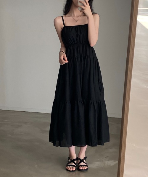 Aelina(エリナ)の「シンプルキャミワンピース(ジャンパースカート・レディース・ホワイト/ブラック・FREE)」の18枚目の写真