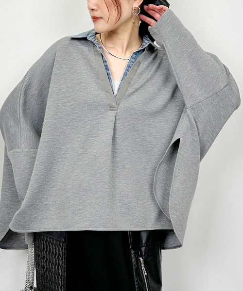 LUGIVA(ルギヴァ)の「レイヤード風ドルマンスリーブプルオーバー(Tシャツ/カットソー・レディース・グレー・M)」の6枚目の写真