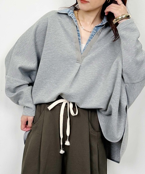 LUGIVA(ルギヴァ)の「レイヤード風ドルマンスリーブプルオーバー(Tシャツ/カットソー・レディース・グレー・M)」の16枚目の写真