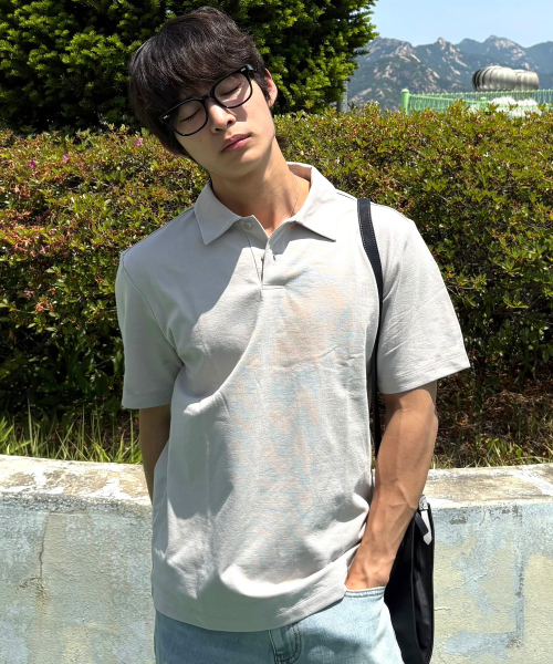 MINDBRIDGE(マインドブリッジ)の「ソロナクールタッチライトウェイトレギュラーフィットカラーTシャツ - 2色(ポロシャツ・メンズ・ホワイト/ライトグレー・100/105/95/110)」の14枚目の写真