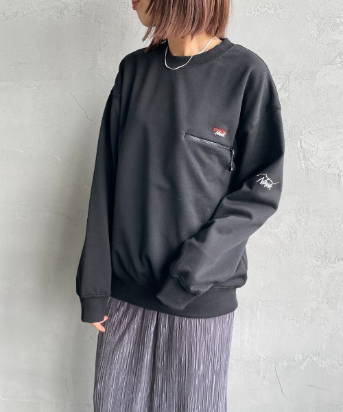 NANGA（ナンガ）の「【WEB先行予約】[NANGA/ナンガ] 別注 ジップポケット ロゴ刺繍スウェット（スウェット・レディース・ブラック/ホワイト・L/M/S）」の12枚目の写真