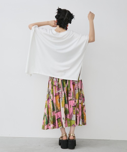 manana suerte(マニャーナスエルテ)の「アシンメトリー異素材切替Tシャツ(Tシャツ/カットソー・レディース・ホワイト/ブラック・FREE)」の8枚目の写真