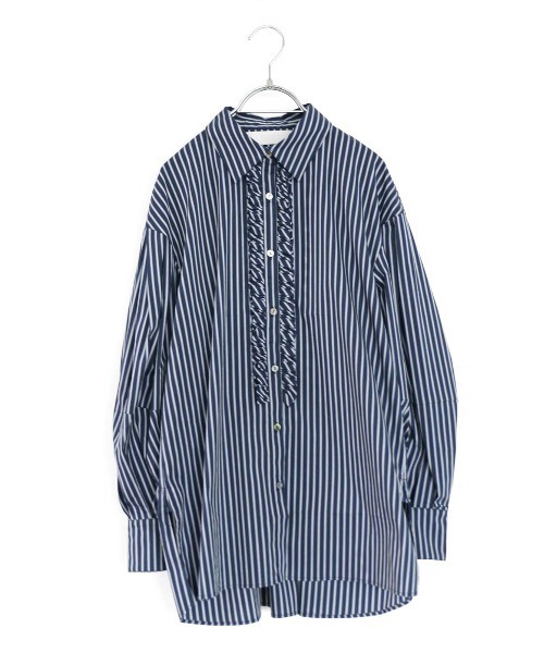Marilyn Moon（マリリンムーン）の「tuck frill modern volume shirt（シャツ/ブラウス・レディース・サックスブルー/ホワイト/ホワイト×ブラック/ネイビー/ブラウン・FREE）」の4枚目の写真