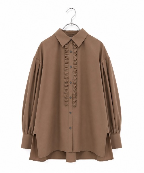 Marilyn Moon（マリリンムーン）の「tuck frill modern volume shirt（シャツ/ブラウス・レディース・サックスブルー/ホワイト/ホワイト×ブラック/ネイビー/ブラウン・FREE）」の3枚目の写真