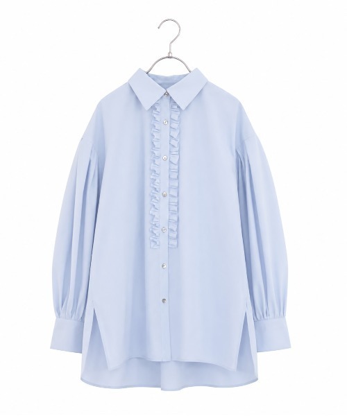 Marilyn Moon（マリリンムーン）の「tuck frill modern volume shirt（シャツ/ブラウス・レディース・サックスブルー/ホワイト/ホワイト×ブラック/ネイビー/ブラウン・FREE）」の5枚目の写真