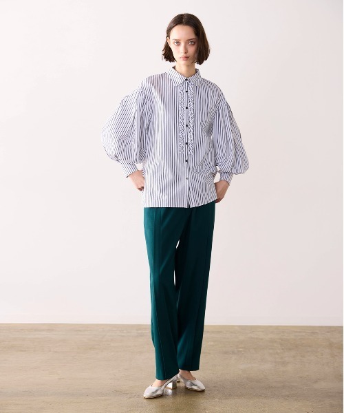 Marilyn Moon（マリリンムーン）の「tuck frill modern volume shirt（シャツ/ブラウス・レディース・サックスブルー/ホワイト/ホワイト×ブラック/ネイビー/ブラウン・FREE）」の8枚目の写真