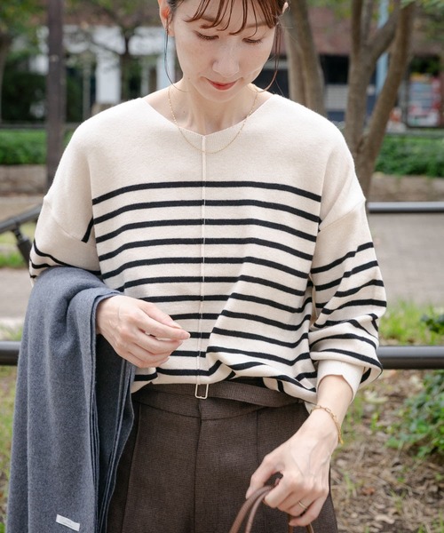 ITEMS URBANRESEARCH(アイテムズ アーバンリサーチ)の「『洗濯可』アウトリンキングVネックニット(ニット/セーター・レディース・ブラック/オフホワイト/ピンク/グレー/ホワイト系その他・FREE)」の10枚目の写真