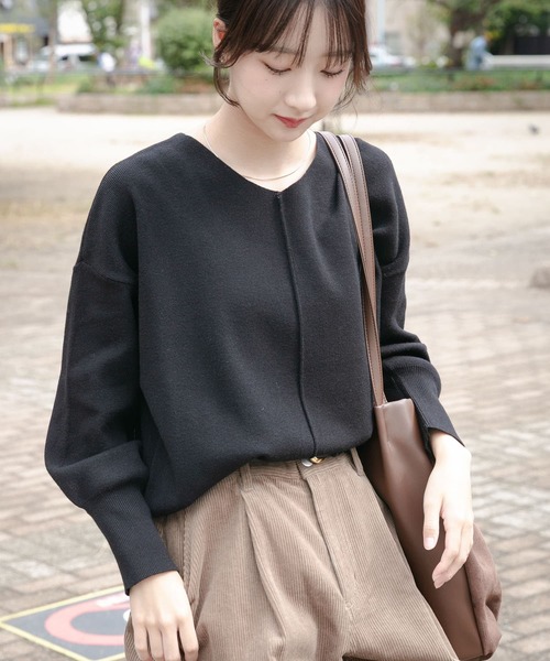 ITEMS URBANRESEARCH(アイテムズ アーバンリサーチ)の「『洗濯可』アウトリンキングVネックニット(ニット/セーター・レディース・ブラック/オフホワイト/ピンク/グレー/ホワイト系その他・FREE)」の13枚目の写真