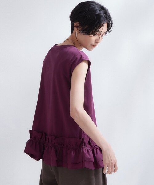 OPAQUE.CLIP（オペークドットクリップ）の「裾フリルドッキングカットソー【洗濯機OK】（Tシャツ/カットソー・レディース・ボルドー/ブラック/チャコールグレー・38/40）」の12枚目の写真