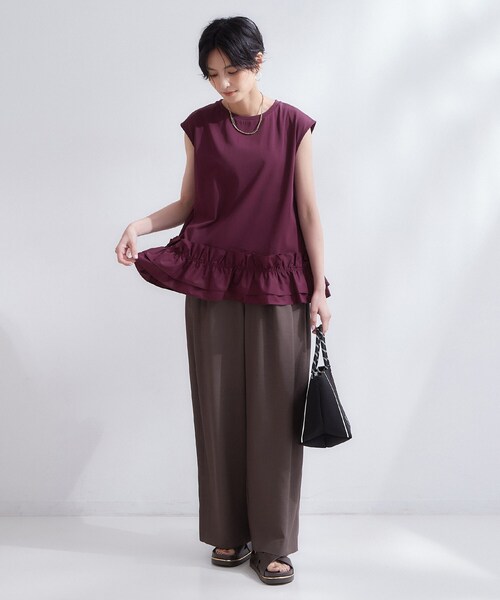 OPAQUE.CLIP（オペークドットクリップ）の「裾フリルドッキングカットソー【洗濯機OK】（Tシャツ/カットソー・レディース・ボルドー/ブラック/チャコールグレー・38/40）」の13枚目の写真