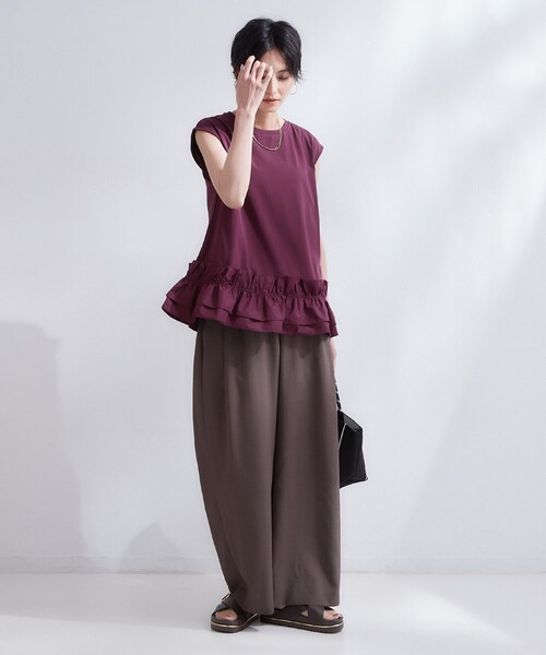 OPAQUE.CLIP（オペークドットクリップ）の「裾フリルドッキングカットソー【洗濯機OK】（Tシャツ/カットソー・レディース・ボルドー/ブラック/チャコールグレー・38/40）」の14枚目の写真