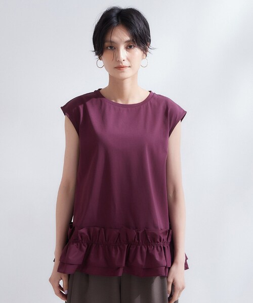 OPAQUE.CLIP（オペークドットクリップ）の「裾フリルドッキングカットソー【洗濯機OK】（Tシャツ/カットソー・レディース・ボルドー/ブラック/チャコールグレー・38/40）」の16枚目の写真