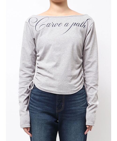 EMODA(エモダ)の「ワイドネックサイドストリングトップス(Tシャツ/カットソー・レディース・ブラック/グレー/ホワイト・FREE)」の17枚目の写真