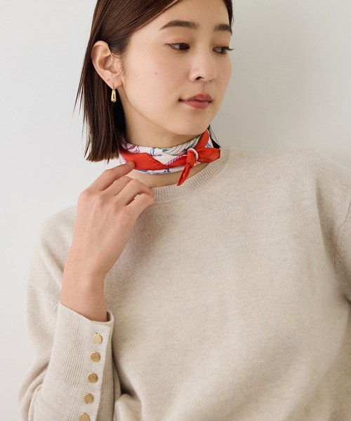 ROPE'(ロペ)の「カシミヤブレンドスリーブ釦サイドスリットニット/WEB限定カラー・イージーケア(ニット/セーター・レディース・ダークブラウン/ピンク/ネイビー/ワイン/グレー/ベージュ系その他・38)」の3枚目の写真
