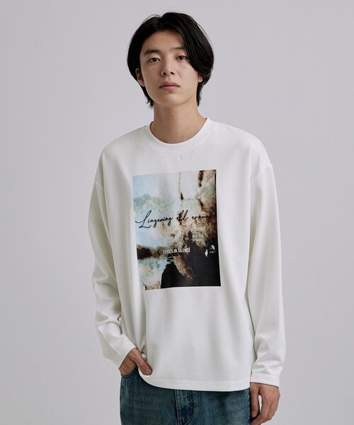 tk.TAKEO KIKUCHI(ティーケータケオキクチ)の「アートグラフィック ブラシ刺繍長袖Tシャツ(Tシャツ/カットソー・メンズ・ブラック/ホワイト・03/02)」の4枚目の写真
