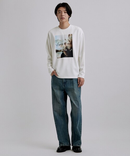 tk.TAKEO KIKUCHI(ティーケータケオキクチ)の「アートグラフィック ブラシ刺繍長袖Tシャツ(Tシャツ/カットソー・メンズ・ブラック/ホワイト・03/02)」の5枚目の写真