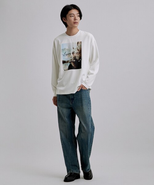 tk.TAKEO KIKUCHI(ティーケータケオキクチ)の「アートグラフィック ブラシ刺繍長袖Tシャツ(Tシャツ/カットソー・メンズ・ブラック/ホワイト・03/02)」の6枚目の写真