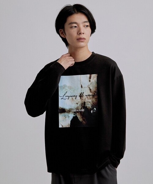 tk.TAKEO KIKUCHI(ティーケータケオキクチ)の「アートグラフィック ブラシ刺繍長袖Tシャツ(Tシャツ/カットソー・メンズ・ブラック/ホワイト・03/02)」の8枚目の写真