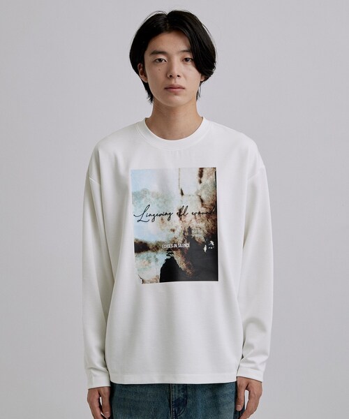 tk.TAKEO KIKUCHI(ティーケータケオキクチ)の「アートグラフィック ブラシ刺繍長袖Tシャツ(Tシャツ/カットソー・メンズ・ブラック/ホワイト・03/02)」の12枚目の写真