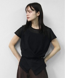 リネンブレンド　ドライタッチ　フロントクロス フレンチニット　FRONT CROSS FRENCH SLEEVE KNIT