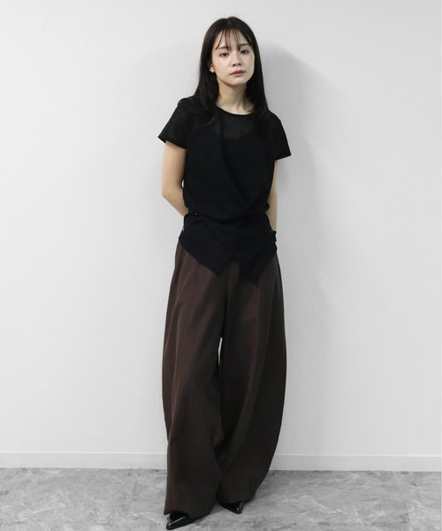 THE CELL.(ザセルドット)の「リネンブレンド ドライタッチ フロントクロス フレンチニット FRONT CROSS FRENCH SLEEVE KNIT(ニット/セーター・レディース・ブラウン/ブラック/チャコールグレー・FREE)」の10枚目の写真