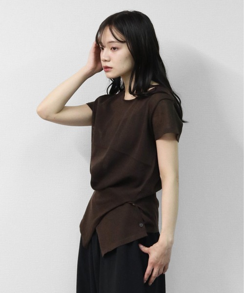 THE CELL.(ザセルドット)の「リネンブレンド ドライタッチ フロントクロス フレンチニット FRONT CROSS FRENCH SLEEVE KNIT(ニット/セーター・レディース・ブラウン/ブラック/チャコールグレー・FREE)」の22枚目の写真