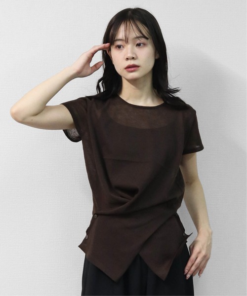 THE CELL.(ザセルドット)の「リネンブレンド ドライタッチ フロントクロス フレンチニット FRONT CROSS FRENCH SLEEVE KNIT(ニット/セーター・レディース・ブラウン/ブラック/チャコールグレー・FREE)」の21枚目の写真