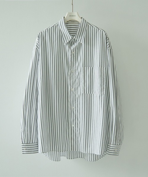 STUDIOUS(ステュディオス)の「【STUDIOUS】Clear broad Shirts(シャツ/ブラウス・メンズ・ホワイト/サックスブルー/ストライプ/チェック・2/3/1)」の4枚目の写真