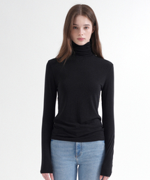 High Neck Span Slim T-Shirt (black)